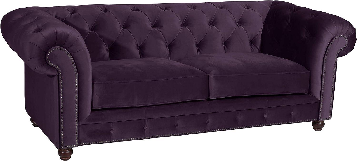 Orleans Sofa 2,5-Sitzer Samtvelours Purple Buche Nussbaumfarben Bild 1