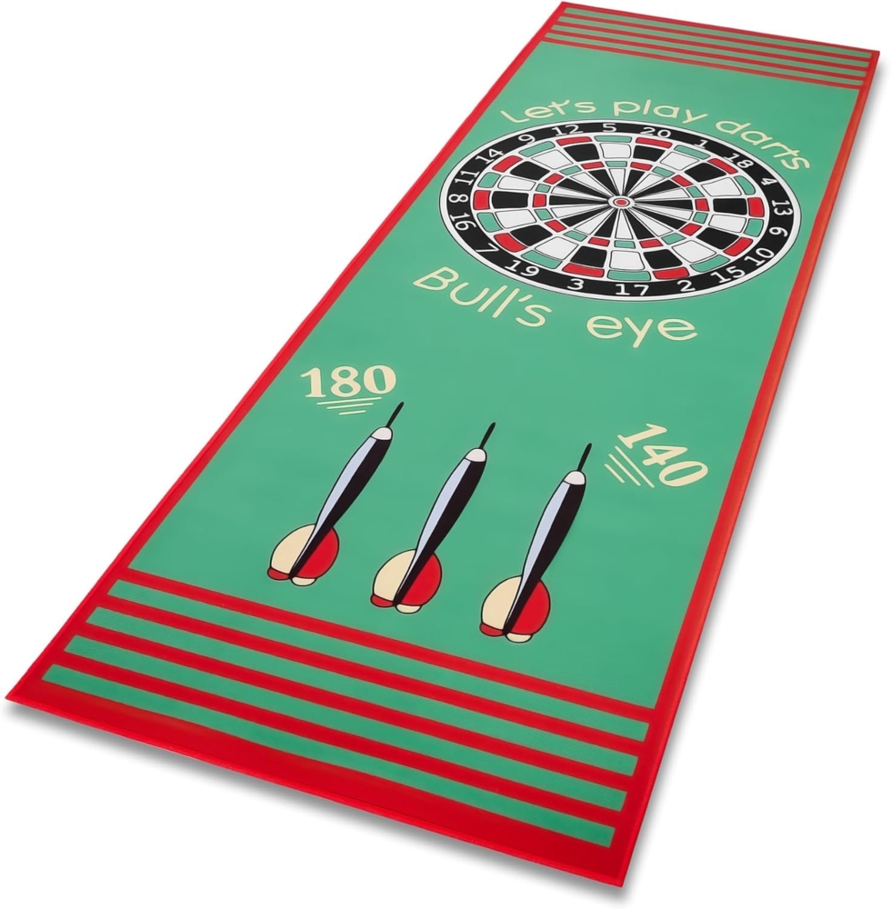 BigDean Dartmatte Dartteppich Bulls-Eye mit offiziellem Spielabstand 79x237 cm rutschfest (Packung, 1-St, Dartteppich), Hochwertige Dart-Fußmatte & schadstoffgeprüfter, Qualitätsteppich Bild 1