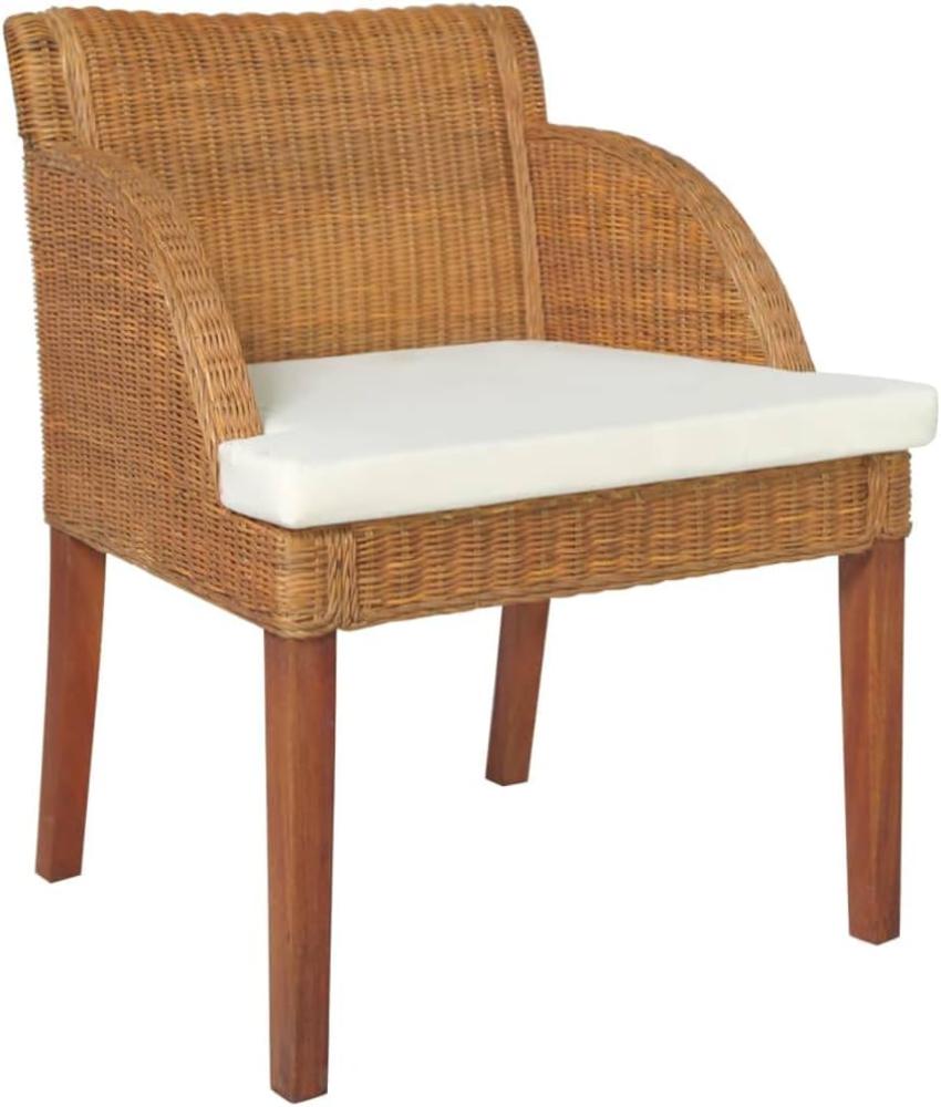 vidaXL Esszimmerstuhl mit Kissen Hellbraun Natur Rattan [325486] Bild 1