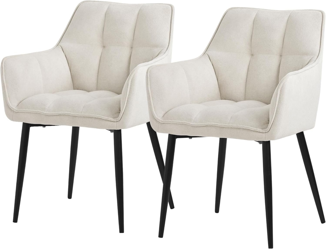 ML-DESIGN Polsterstuhl Esszimmerstuhl mit dickem gepolsterter Sitz Rücken- und Armlehnen (2 St), Wohnzimmerstuhl aus Frotteestoff Creme Loungesessel Küchenstuhl Bild 1