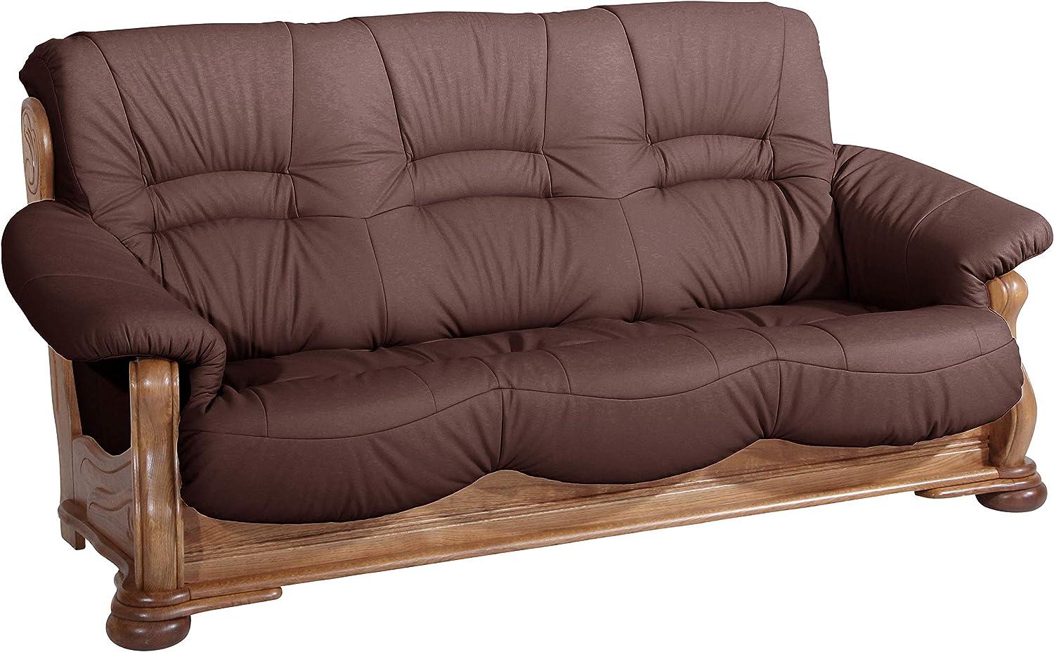 Tennessee Sofa 3-Sitzer Echtleder Burgund Eiche rustikal Bild 1