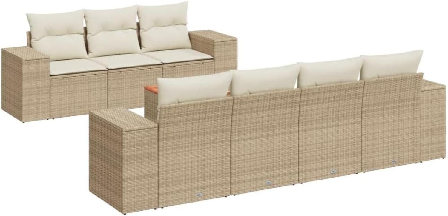 vidaXL 8-tlg. Garten-Sofagarnitur mit Kissen Beige Poly Rattan Bild 1