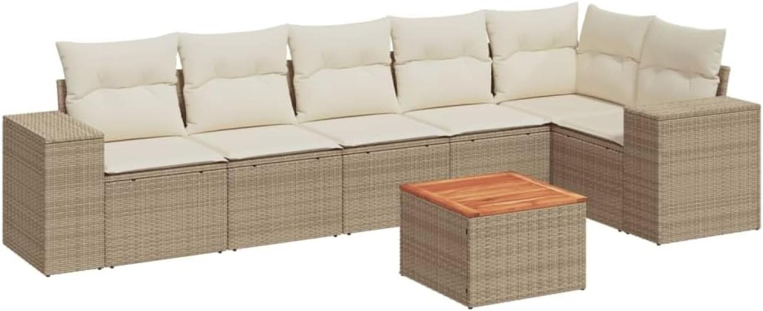 vidaXL 7-tlg. Garten-Sofagarnitur mit Kissen Beige Poly Rattan 3257787 Bild 1