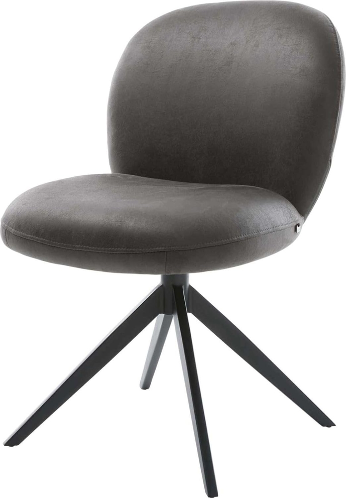 Drehstuhl Nube-Flex Mikrofaser Anthrazit Vintage Kreuzgestell breit Schwarz 360° drehbar Wippfunktion Taschenfederkern Bild 1