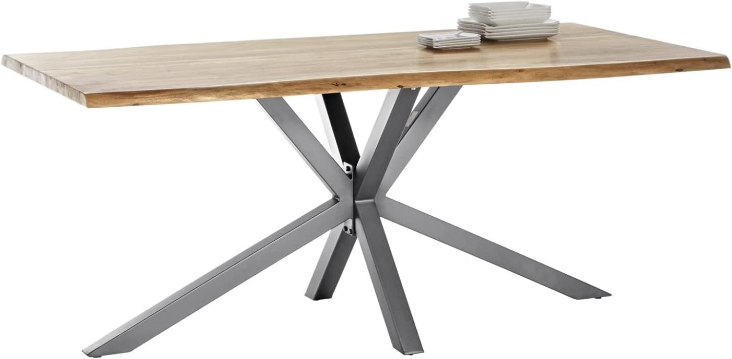 TABLES&Co Tisch 180x100 Akazie Natur Metall Silber Massivholz Natur Bild 1