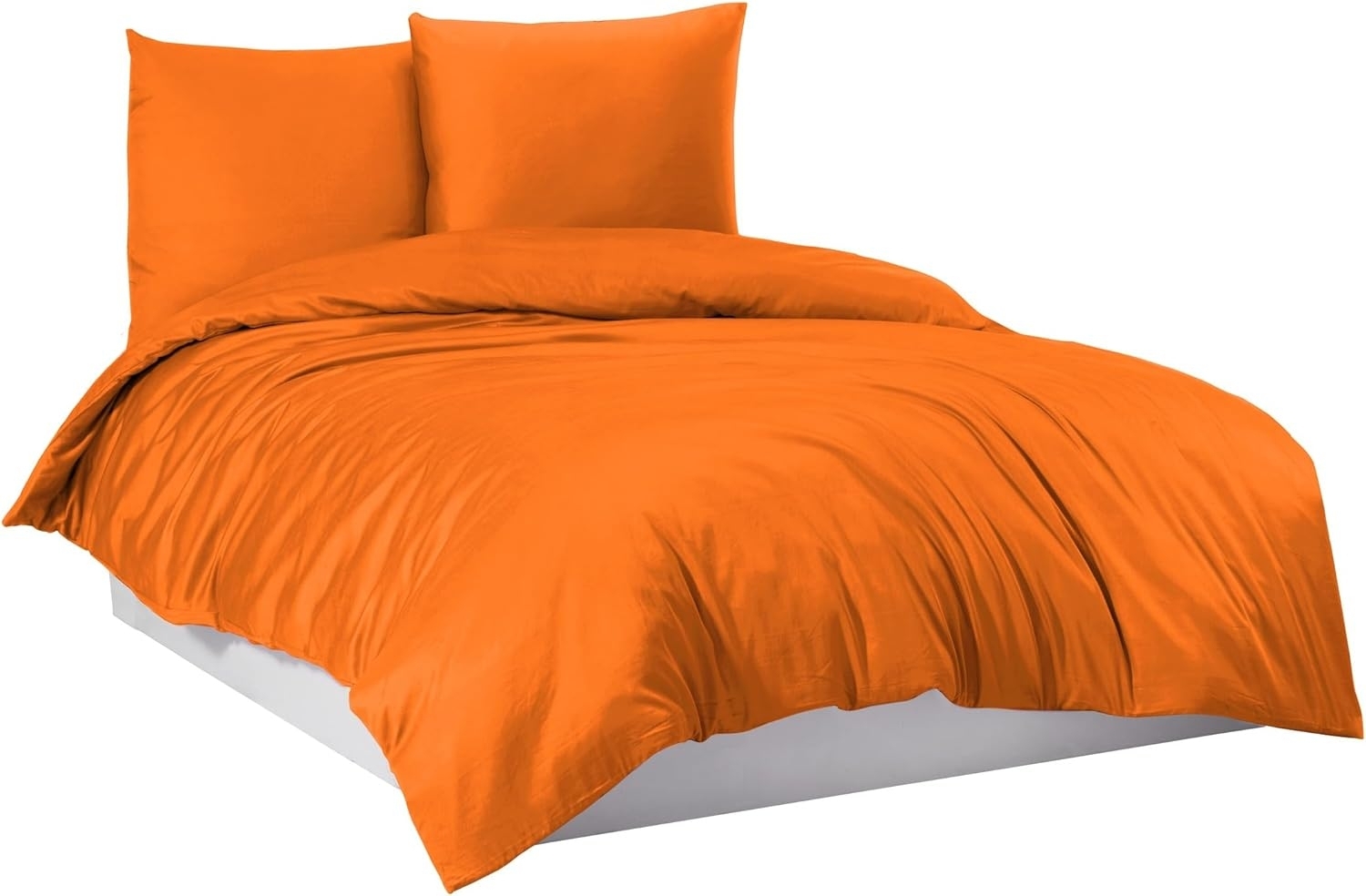 Mixibaby Bettwäsche Bettgarnitur Bettbezug 100% Baumwolle 135x200 155x220 200x220 200x200, Farbe:Orange, Größe:200 x 220 cm Bild 1