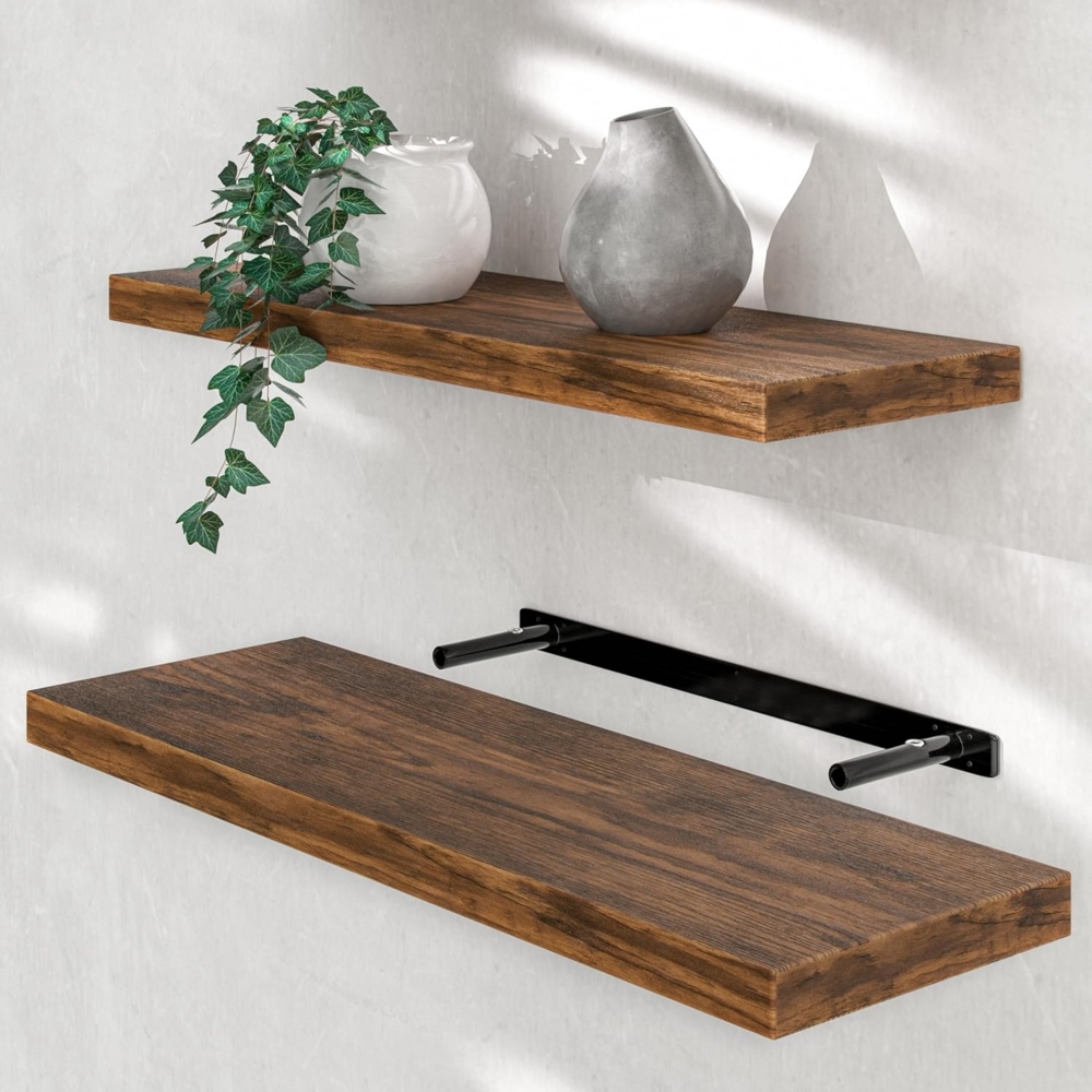 Casaria Wandregal mit Halterung, MDF, Eiche / Braun, 70 x 23 x 3,8cm Bild 1