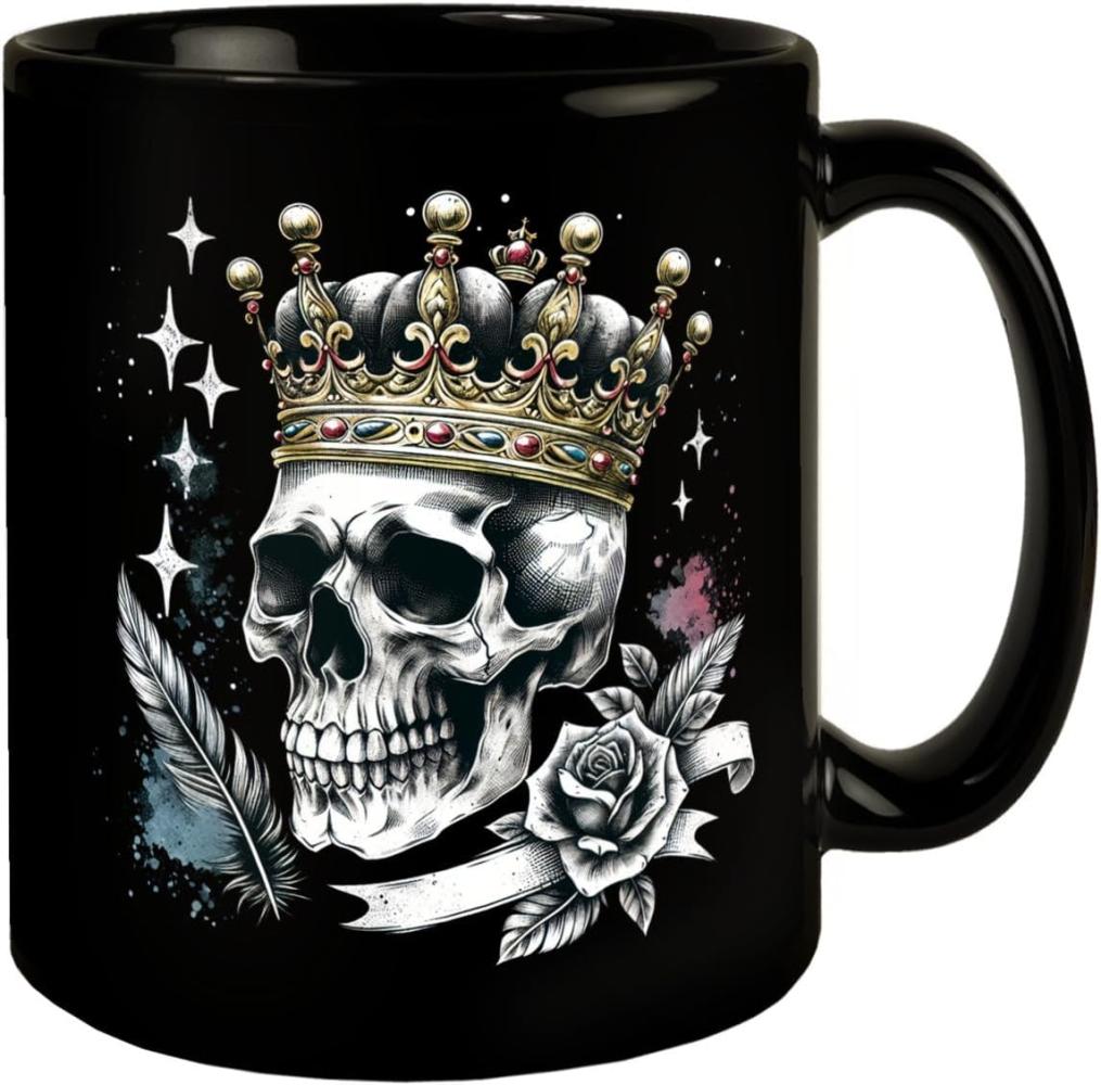 speecheese Tasse Totenkopf König mit Krone Tasse schwarz in Schwarz Bild 1