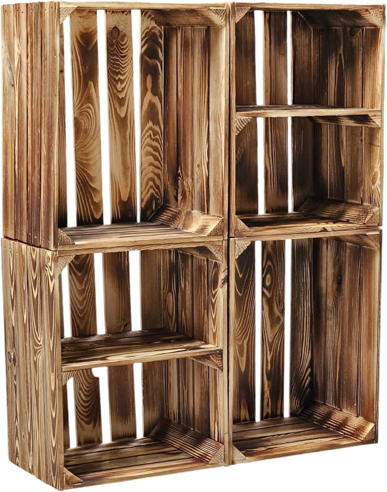 Holzkisten Regal 4er Set 50 x 40 x 30cm mit Ablage kurz Bild 1