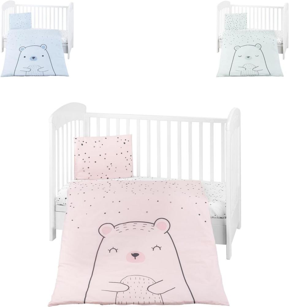 Kikkaboo Kinderbettwäsche Bär 5-teilig Decke 135 x 95 cm Kissen 45 x 35 cm Laken rosa Bild 1