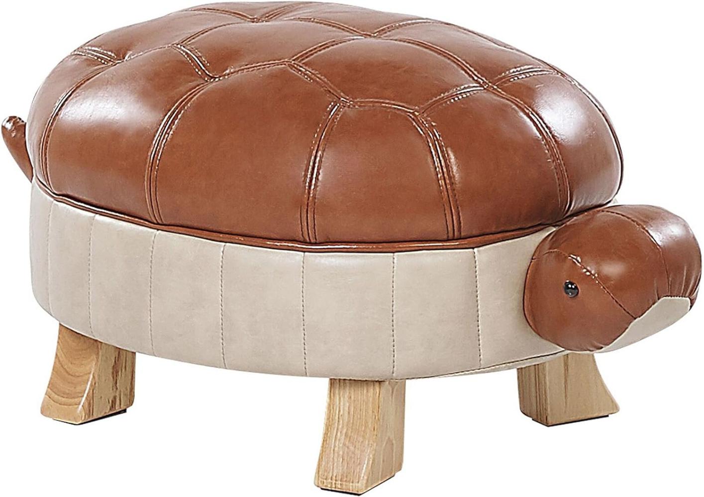 Beliani Pouffe pet brown eco-leather TURTLE Bild 1