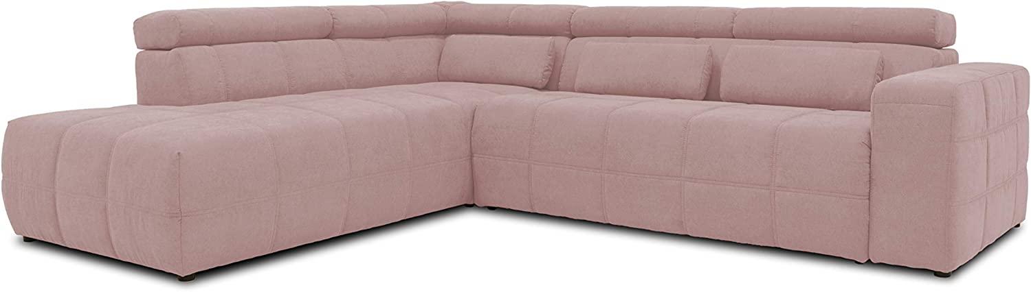 DOMO. collection Brandon Ecksofa, Sofa mit Rückenfunktion in L-Form, Polsterecke, Eckgarnitur, rosa, Ottomane links Bild 1