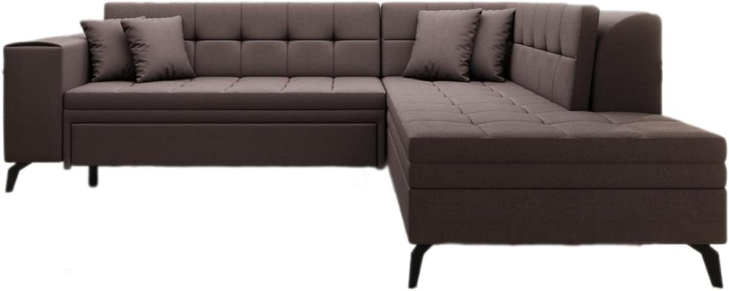 Designer Sofa Lania mit Schlaffunktion Stoff Dunkelbraun Rechts Bild 1