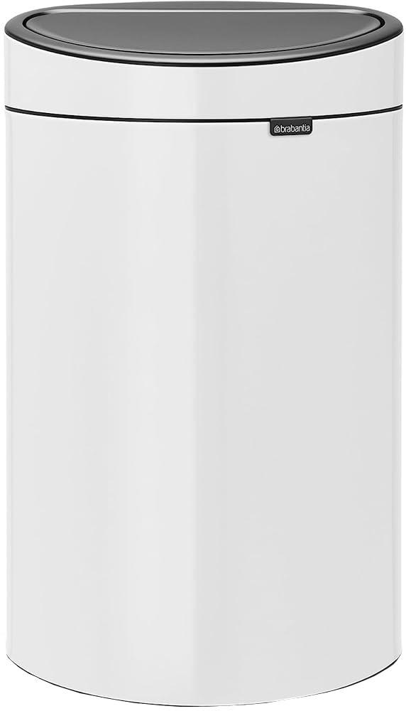 Brabantia Touch Bin Abfallbehälter mit Kunststoffeinsatz, Mülleimer, Müll Eimer, White / Deckel White, 40 L, 114984 Bild 1