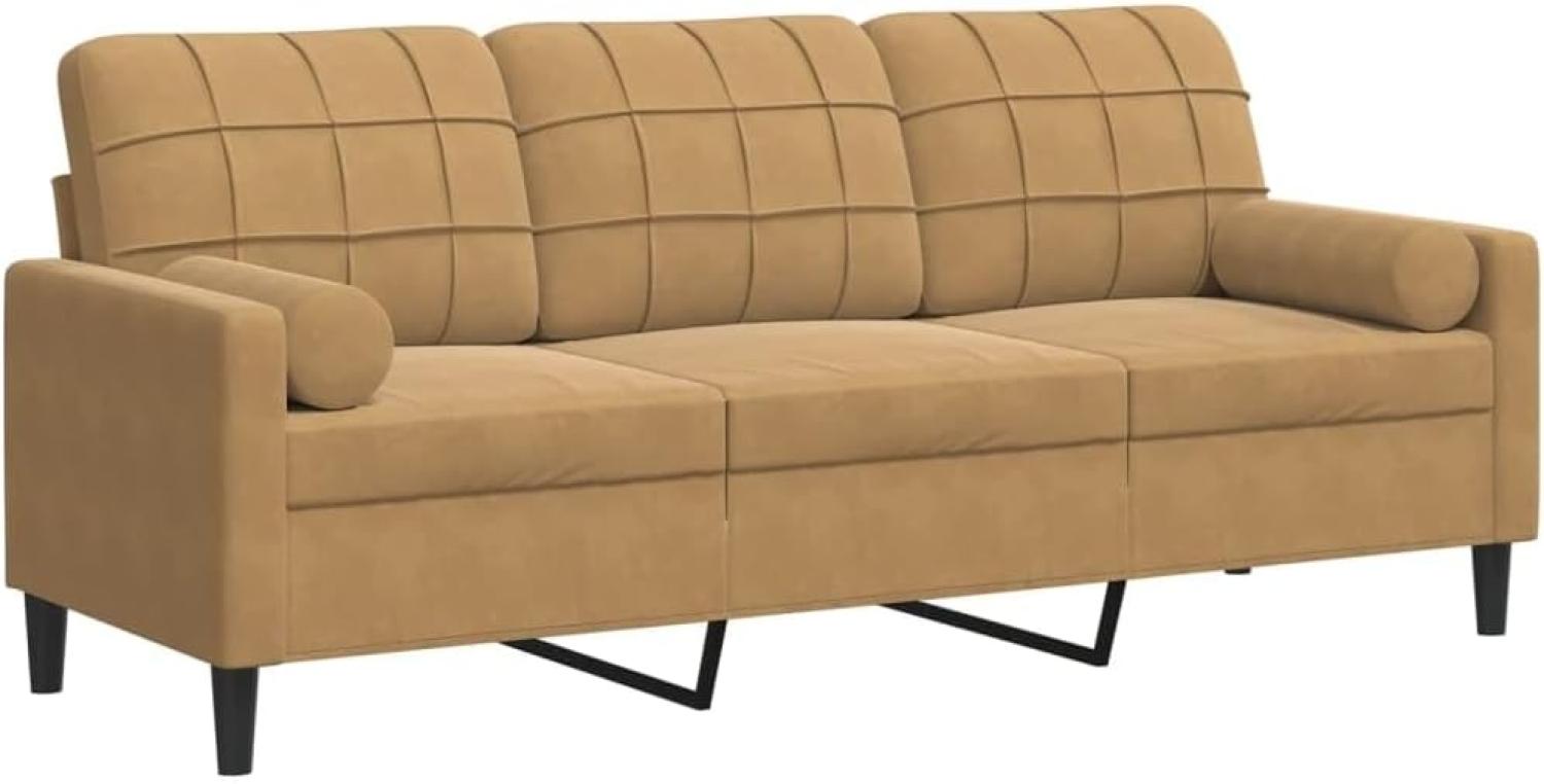 3-Sitzer-Sofa mit Zierkissen Braun 180 cm Samt 3278236 Bild 1