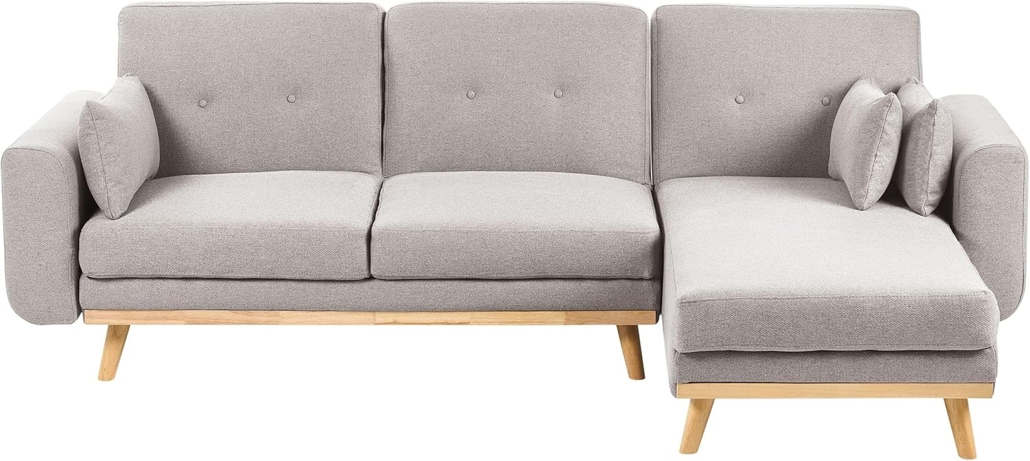 Eckschlafsofa 3-Sitzer KAARINA Stoff Grau linksseitig Bild 1