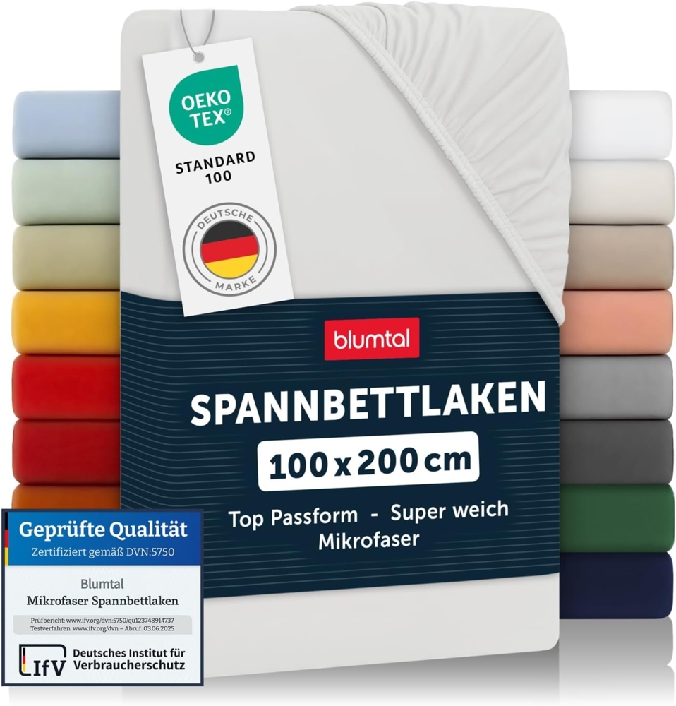 Blumtal® Spannbettlaken 100x200 cm 2er Pack - Bettlaken 100x200 Spannbettlaken aus Microfaser - Spannbetttuch 100x200 im 2er Set - Spannbettuch 100x200 - Leintuch 100x200 - Laken 100x200 - Elfenbein Bild 1