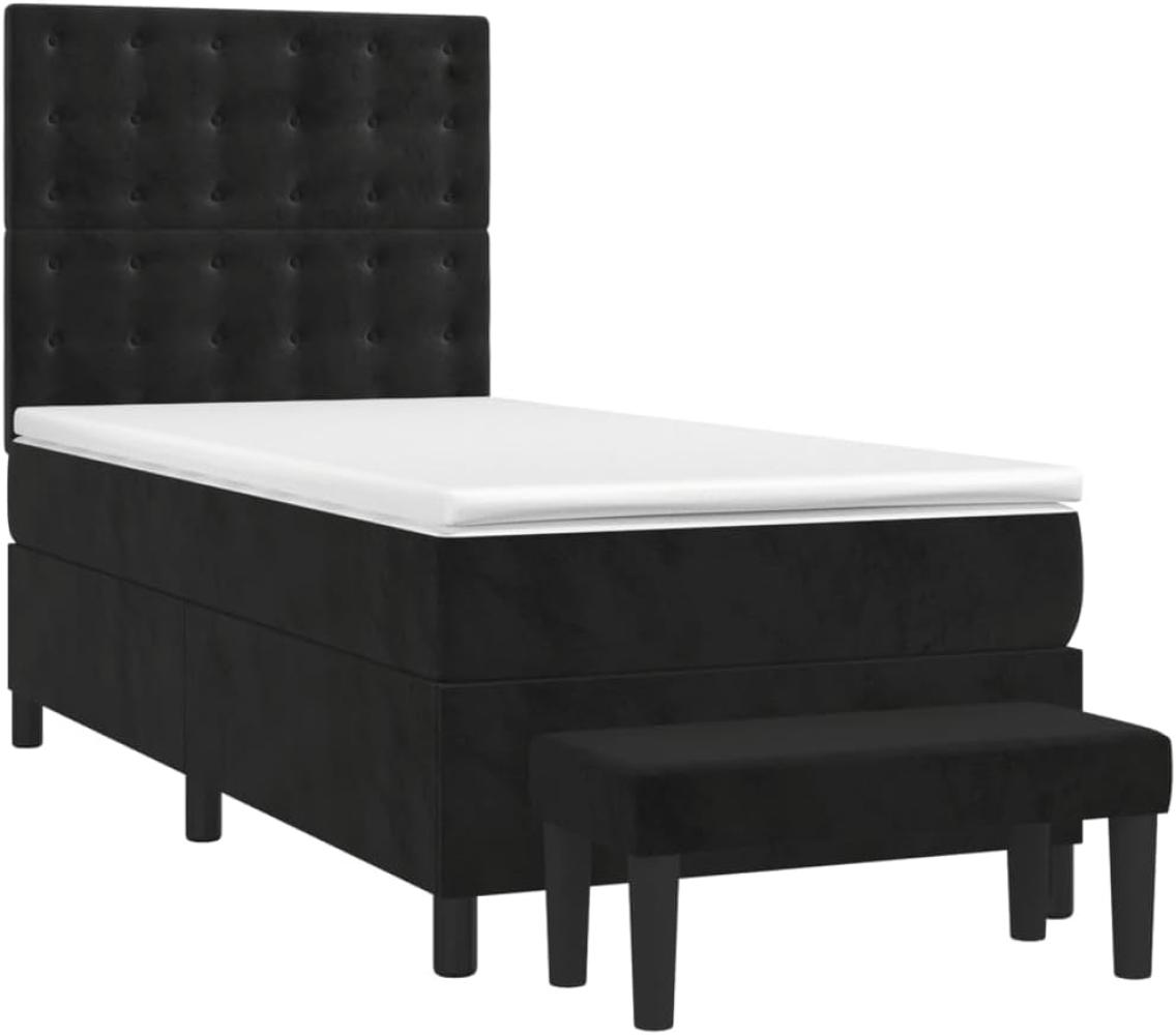 vidaXL Boxspringbett mit Matratze Schwarz 80x200 cm Samt 3138051 Bild 1