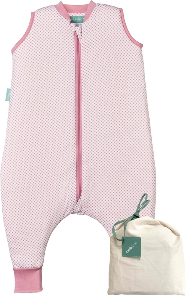 molis&co - Baby Schlafsack mit Füßen - Ideal für Frühling und Herbst - Babyschlafsack mit Füßen 1 tog - Leicht gepolstert - 100% Baumwolle (Oeko-TEX 100), Premium Qualität - Vichy Pink (100 cm) Bild 1