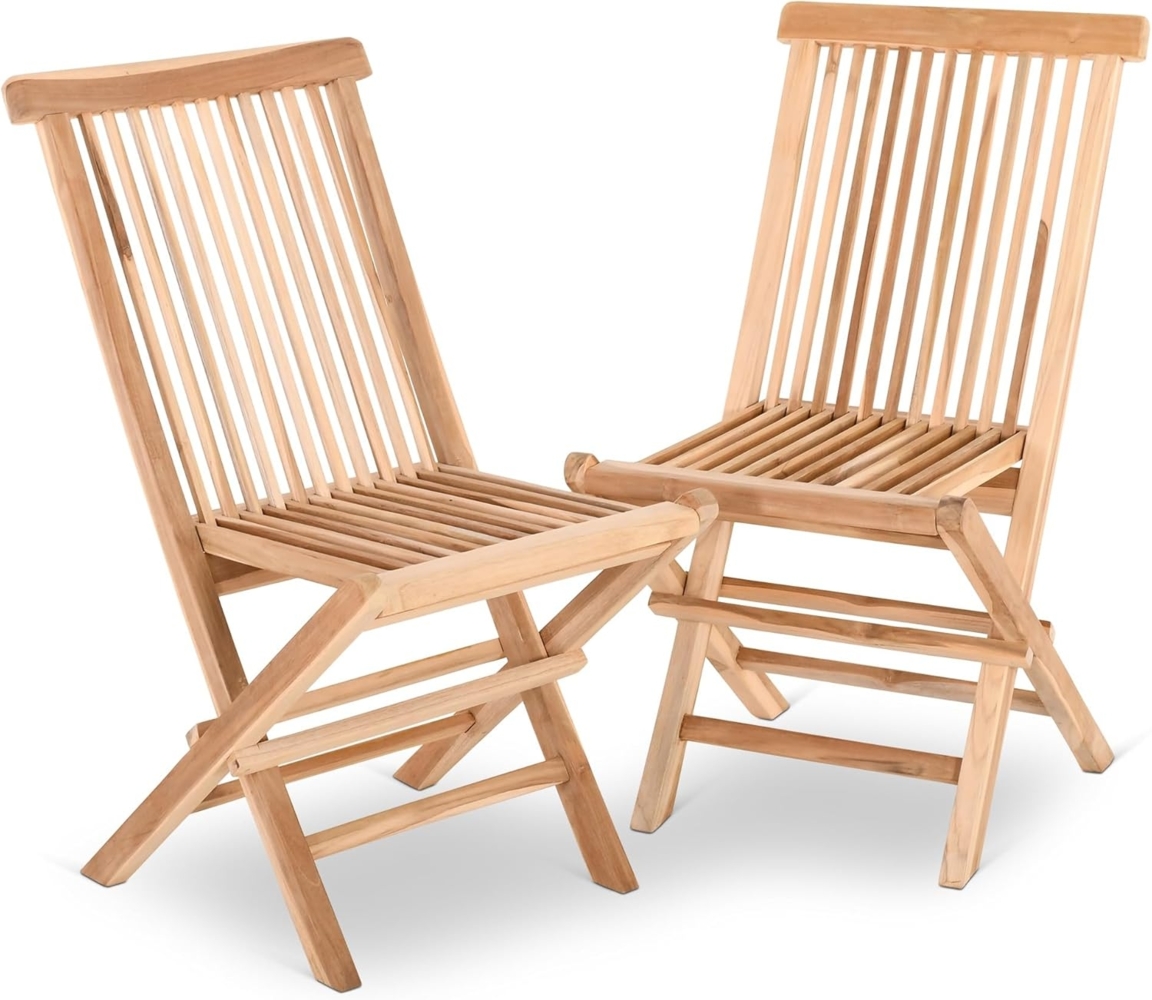 Raburg Gartenstuhl klappbar, Teakholz-Klappstuhl massiv in Natur, Anja (2er-Set), exklusiver Klappmechanismus Bild 1