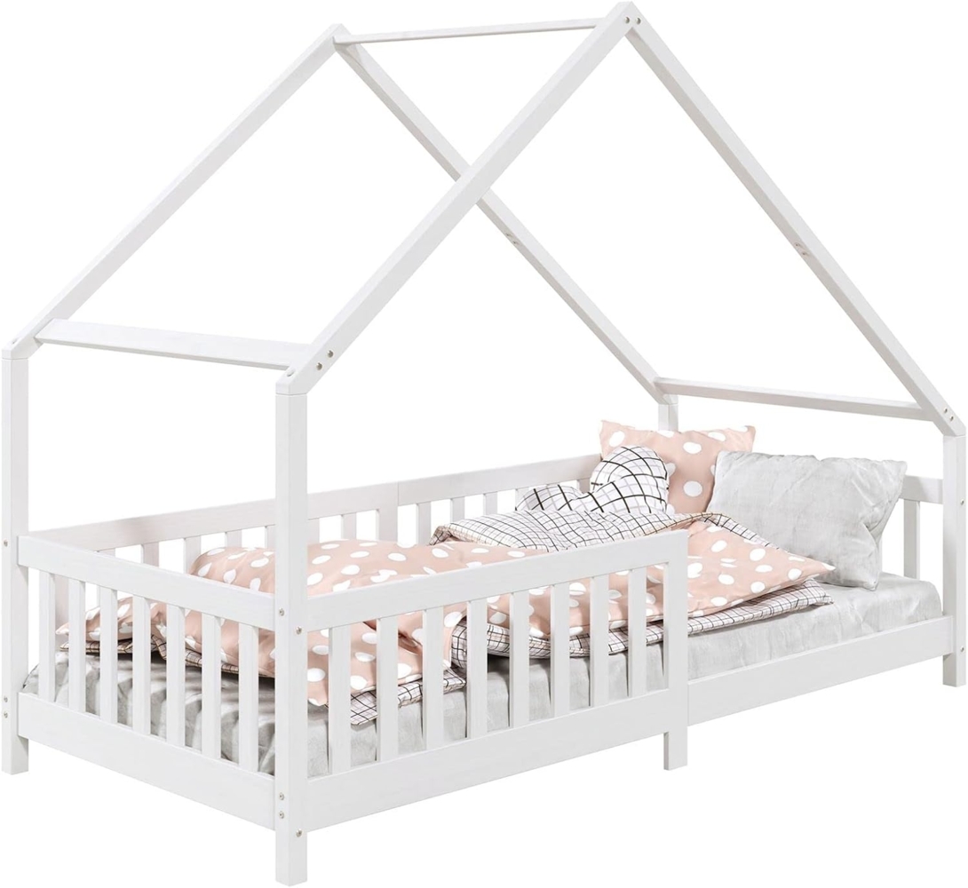 IDIMEX Kinderbett CORA, Hausbett Tipibett Kinderbett Montessori Bett Kiefer 90 x 200 mit Rausf Bild 1