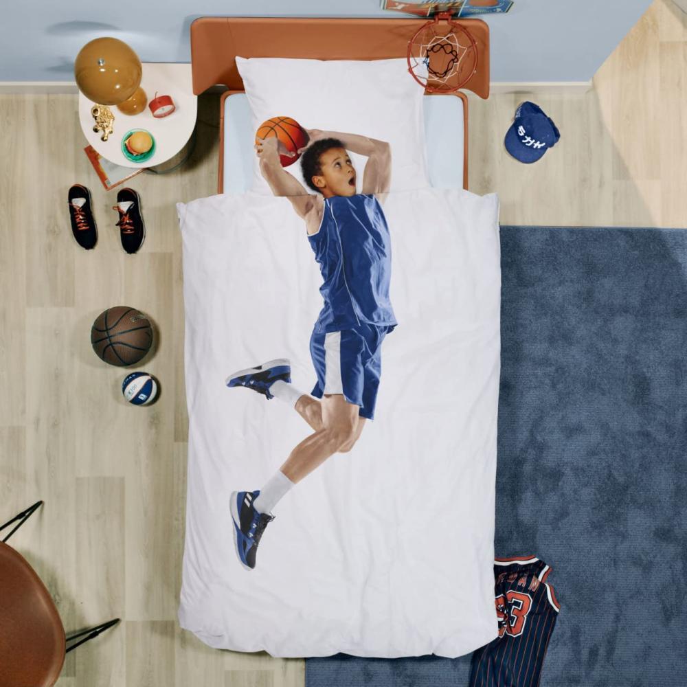Snurk Baumwolle Bettwäsche Basketball Star Blau 135x200 + 80x80 cm Bild 1