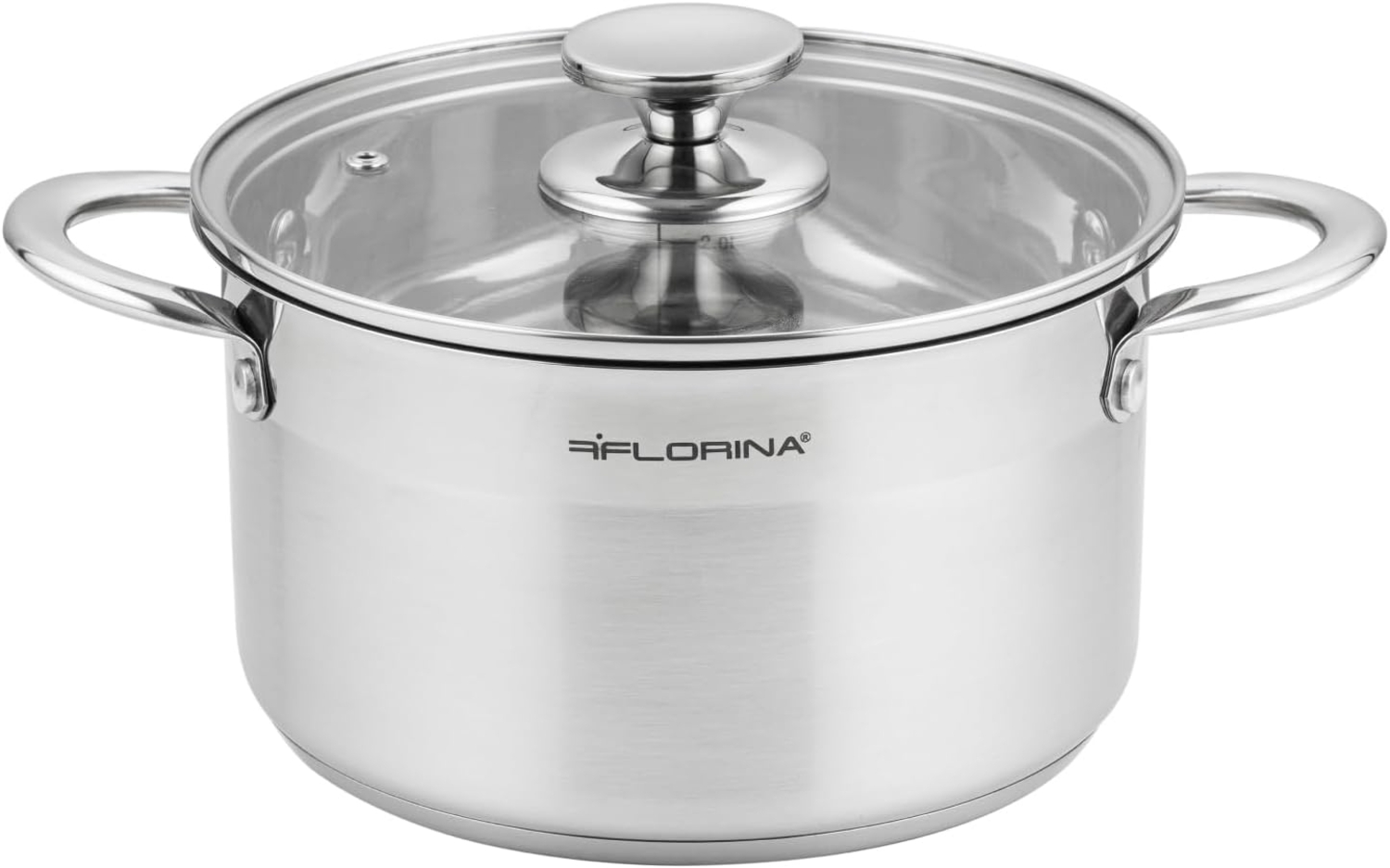 FLORINA Edelstahl Topf 6 l 24 cm Durchmesser I Energiesparender Kochtopf FALCON I Topf mit Glasdeckel und Messskala I 3-lagiger Boden gleichmäßige Wärmeverteilung I Ideal für alle Herdarten Bild 1