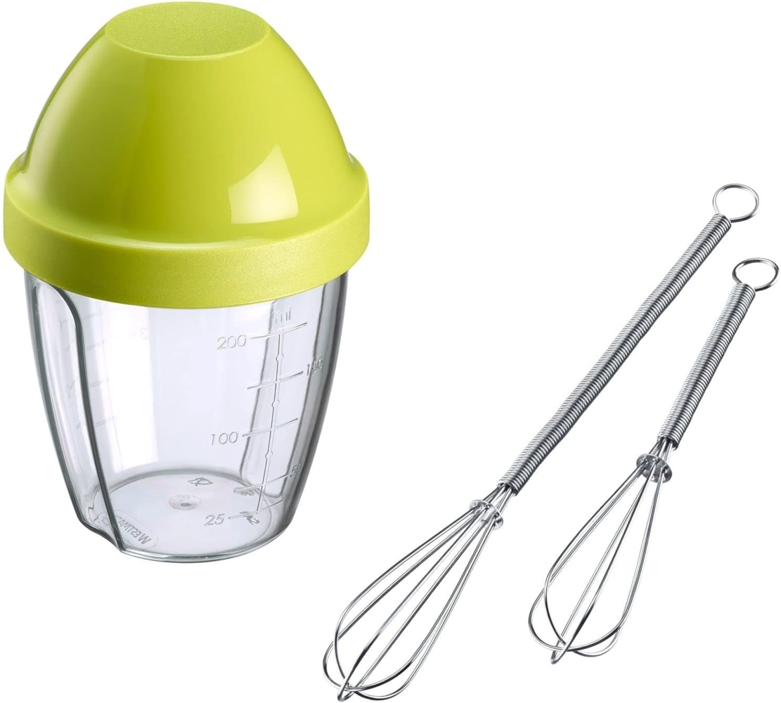 WESTMARK Dressing Shaker Set 3-tlg.: 2 Mini-Schneebesen + 1 Schüttelbecher (0,25 l), PP, PE, SAN, Edelstahl Bild 1