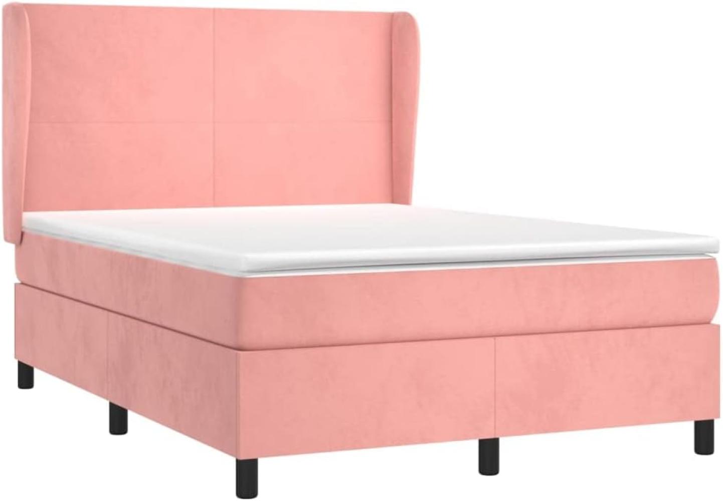 vidaXL Boxspringbett mit Matratze Rosa 140x200 cm Samt 3129098 Bild 1