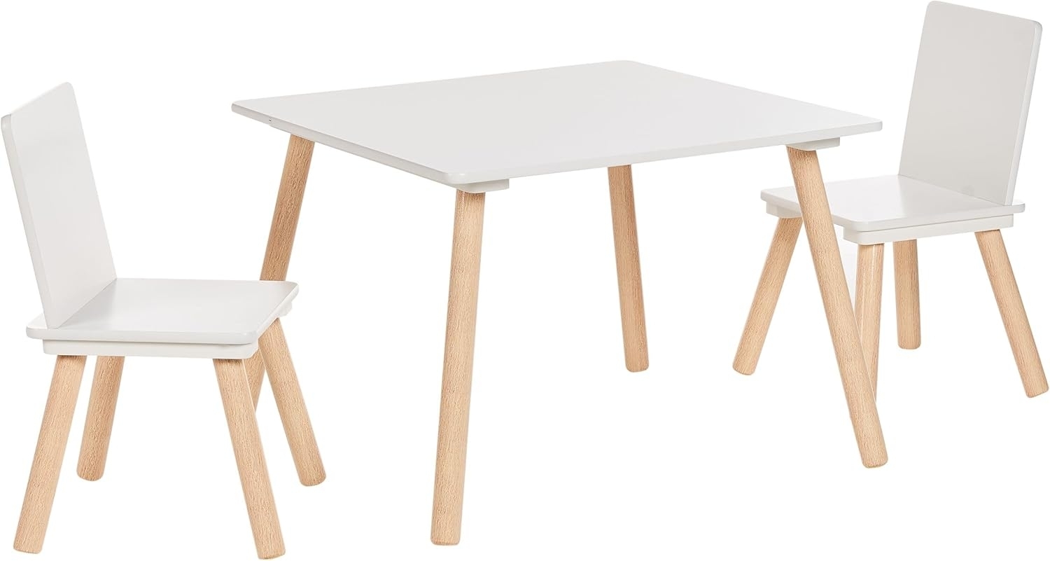 Kinderset 2-Sitzer Tisch mit Stühlen Helles Holz Weiß WRINGLEY Bild 1