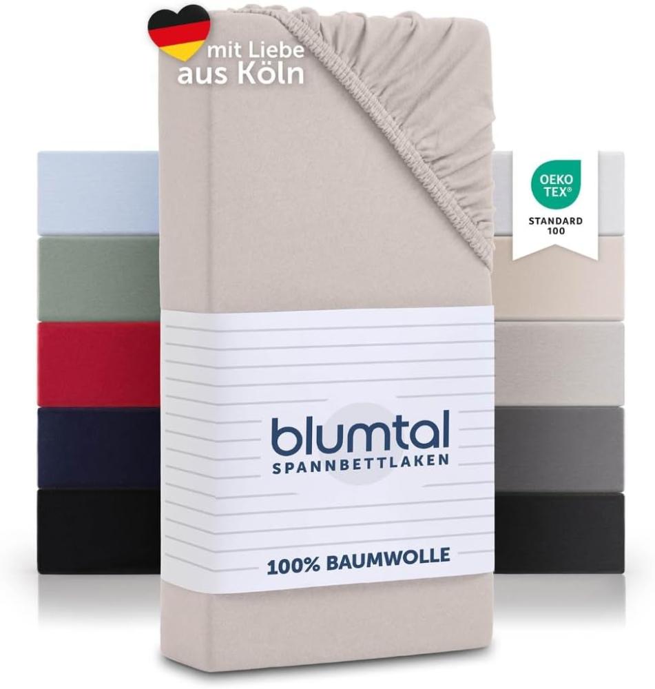 Blumtal® Spannbettlaken 160x200cm Basics Jersey - Bettbezug 160x200 cm aus 100% Baumwolle - Oeko-TEX zertifiziertes Spannbetttuch 160x200cm - Matratzenbezug 160x200cm - Leintuch - Laken - Elfenbein Bild 1