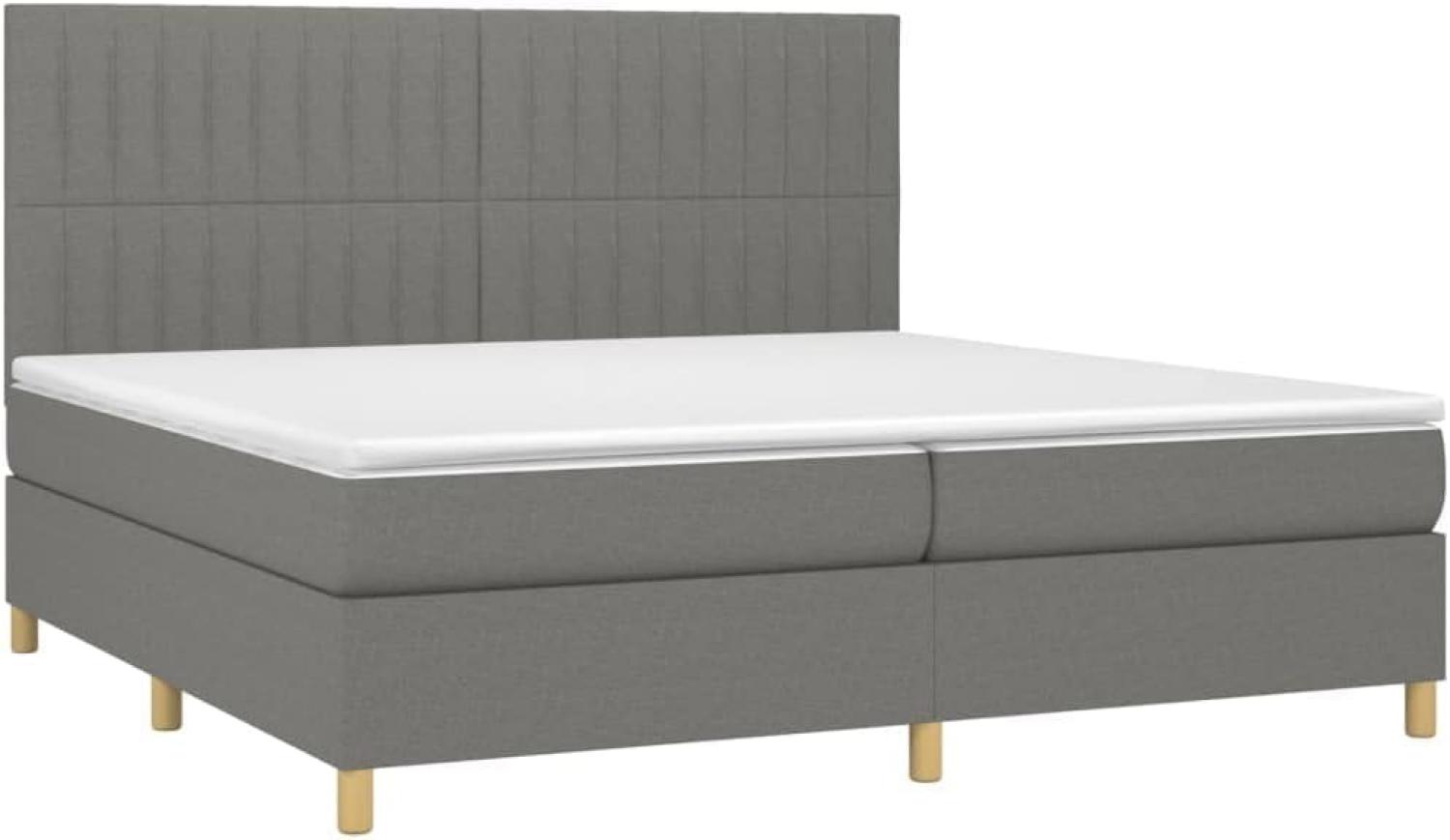 vidaXL Boxspringbett mit Matratze Dunkelgrau 200x200 cm Stoff, Härtegrad: H2 [3142522] Bild 1