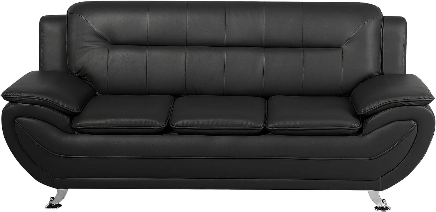 3-Sitzer Sofa Kunstleder schwarz LEIRA Bild 1