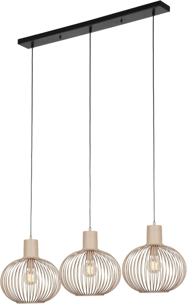 Pendelleuchte GILA 3-flammig mit Gitter Lampenschirmen Beige, Breite 120cm Bild 1