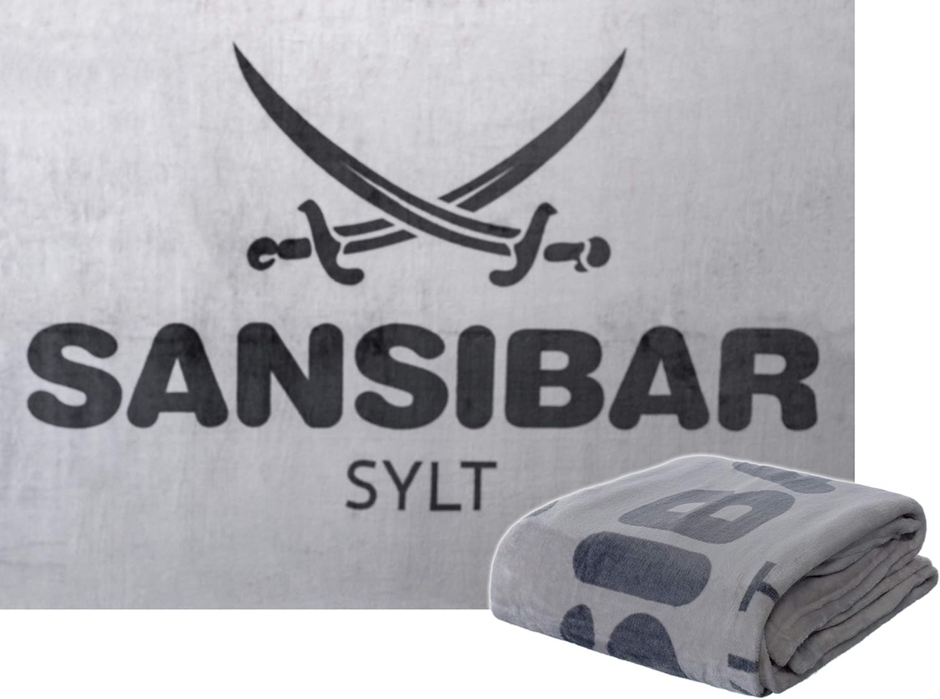 Sansibar 'Sylt' Wohndecke, 100 % hochwertiges Polyester dunkelgrau / schwarz, 150 x 200 cm Bild 1