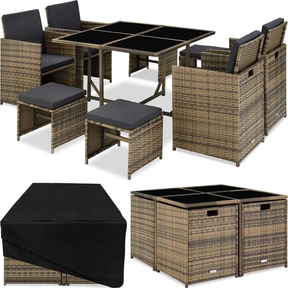 tectake Sitzgruppe Rattan Sitzgruppe, (Set, 9-tlg), für 4 bis 8 Personen Bild 1