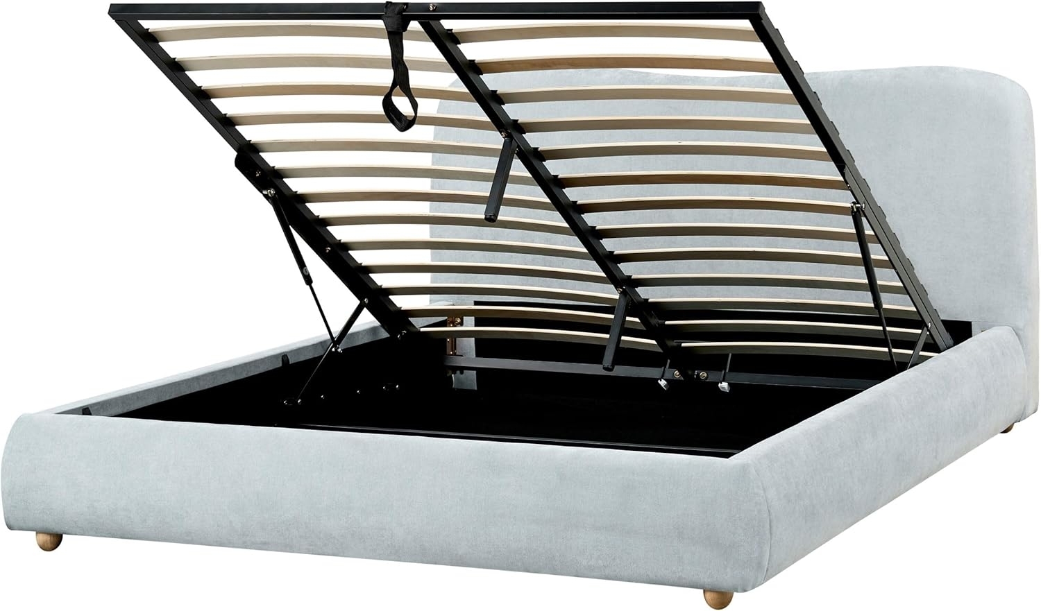 Bett mit Stauraum Stoff BLAGNAC 160 x 200 cm Hellblau Bild 1