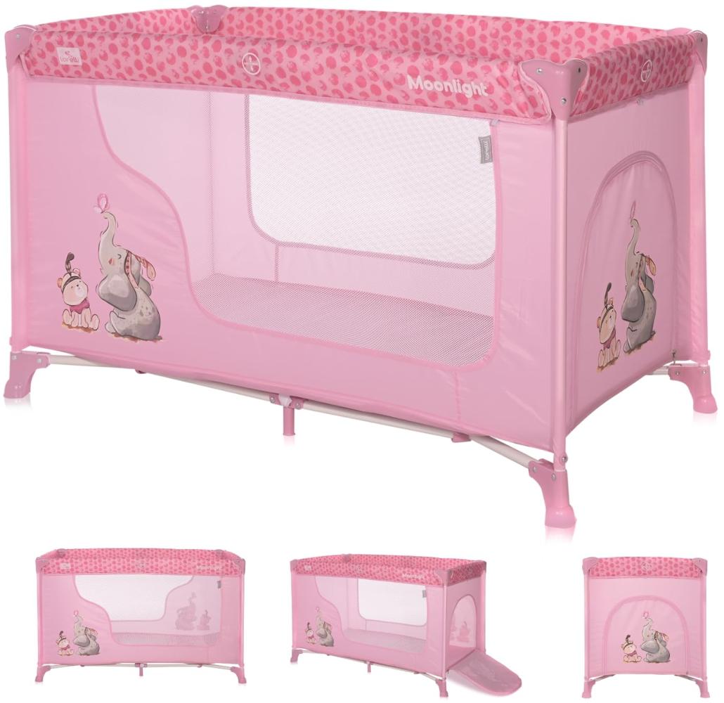 Lorelli Baby Reisebett Laufstall Moonlight seitliche Öffnung Tragetasche faltbar rosa pink Bild 1