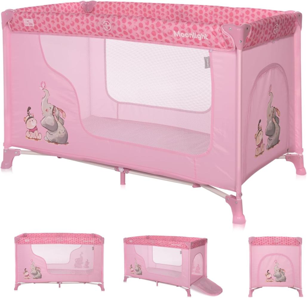 Lorelli Baby Reisebett Laufstall Moonlight seitliche Öffnung Tragetasche faltbar rosa pink Bild 1