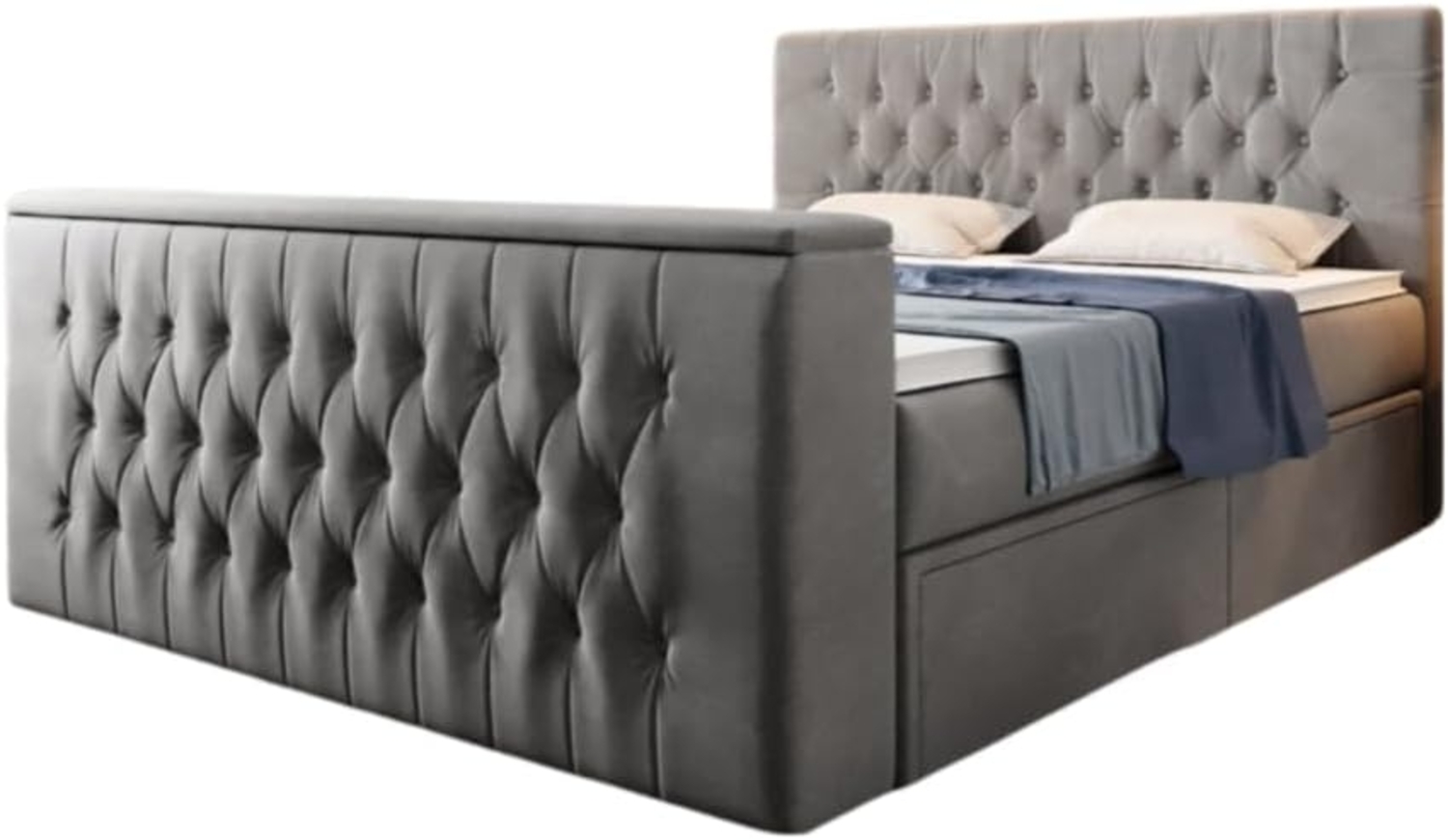 Boxspringbett Vulnero mit TV Lift und Stauraum 180x200 Grau H2 Bild 1