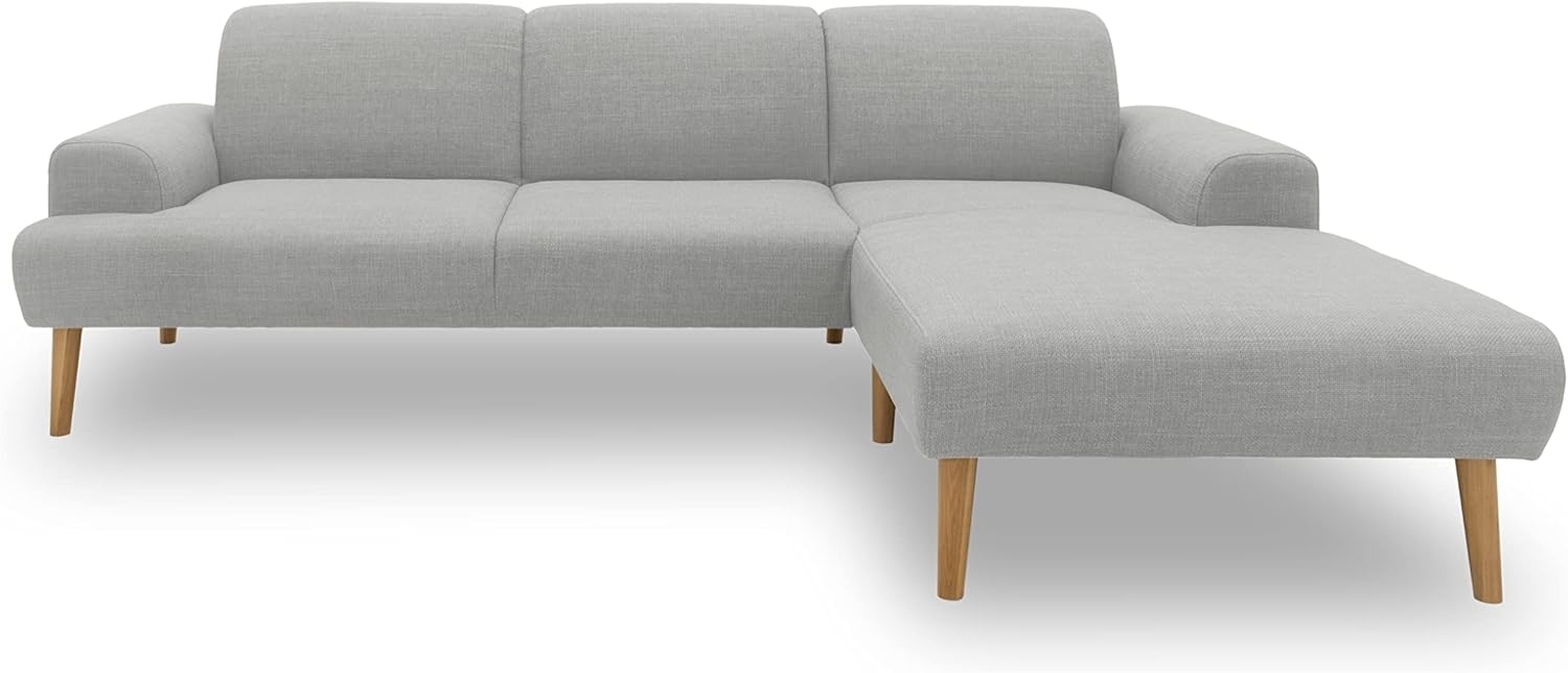 DOMO. collection Ecksofa Salinas, Sofa mit Federkern in L-Form, moderne Couch mit Holzfüßen und schwebender Optik, Eckcouch, Polsterecke, 292 x 176 x 83 cm (BxTxH), silber Bild 1