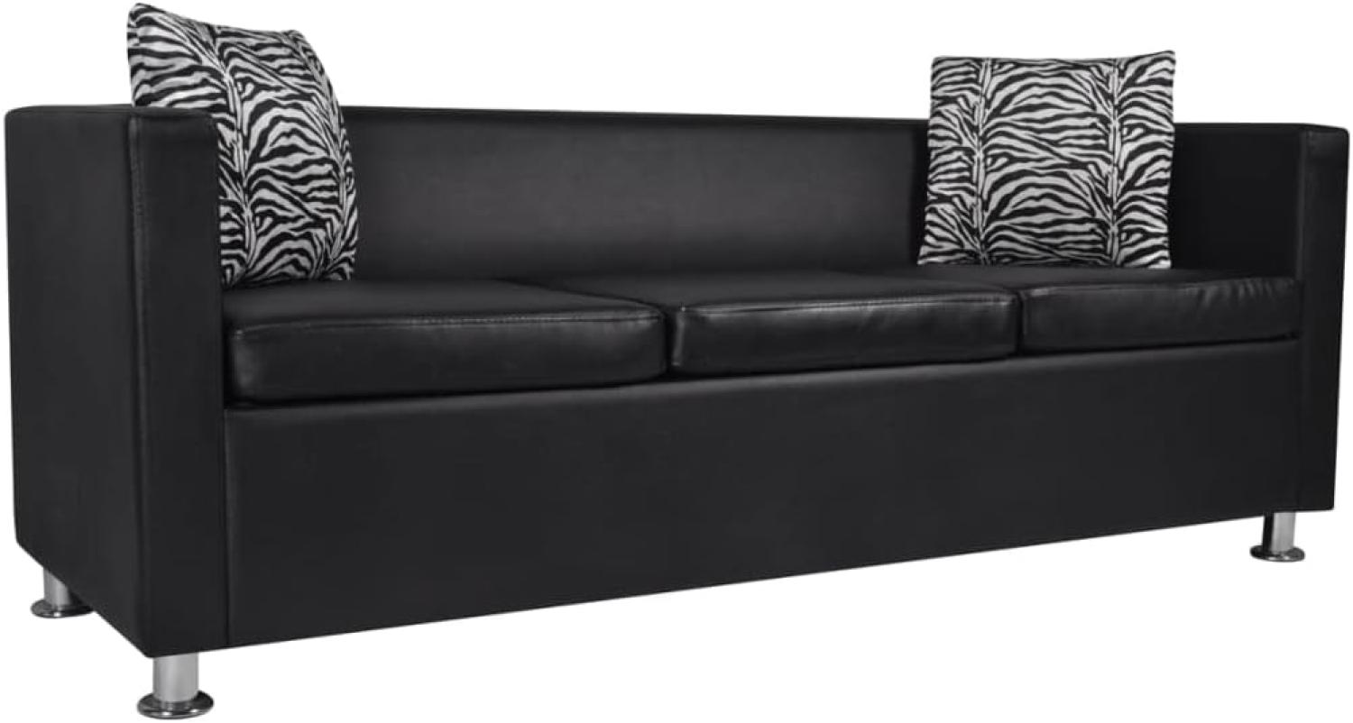 vidaXL 3-Sitzer-Sofa Kunstleder Schwarz [242208] Bild 1