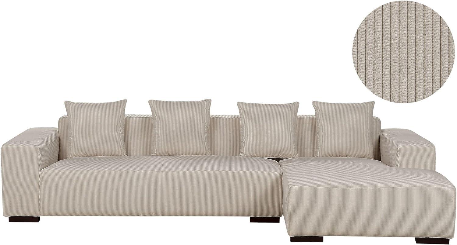 Ecksofa LUNGO Cord Beige Linksseitig Bild 1