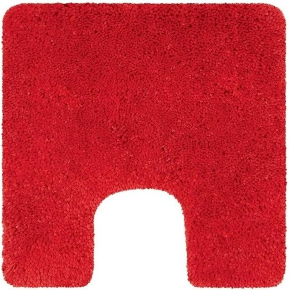 Spirella Badteppich Badematte Duschvorleger Mikrofaser Hochflor | flauschig | rutschhemmend | geeignet für Fußbodenheizung | 55x55 cm | Rot Bild 1