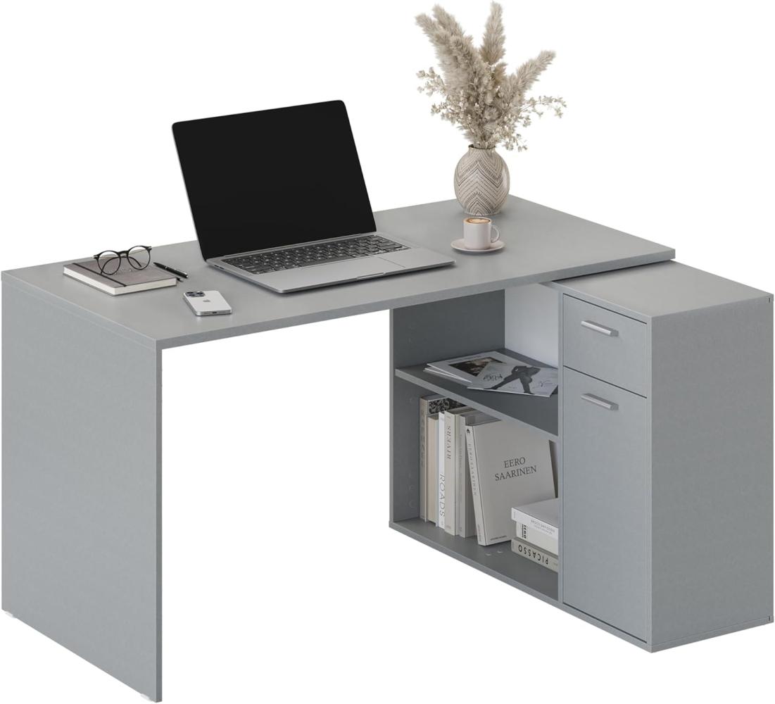 Schreibtisch klein 136 x 101 x 75 cm grau – Bürotisch Eckschreibtisch RICOO WM083-PL Bild 1