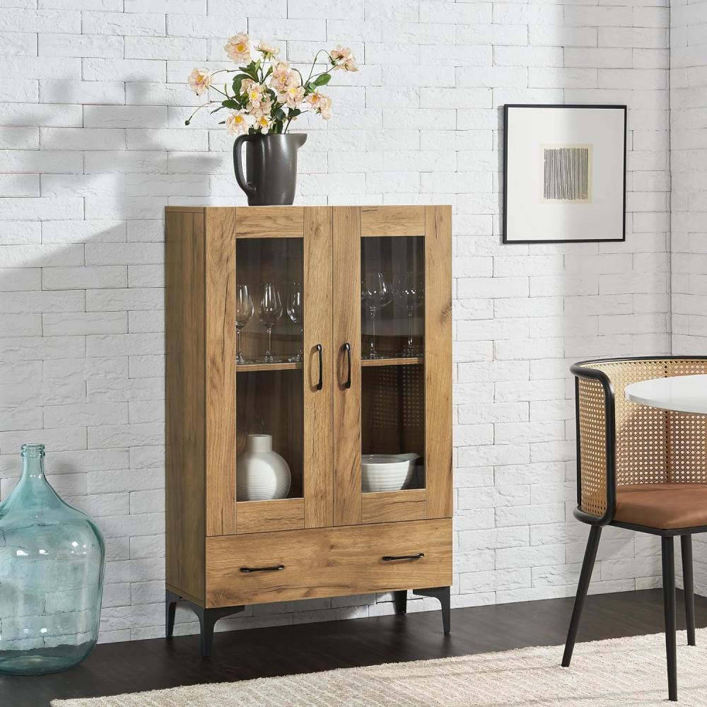 Vitrinenschrank Søndersø 70x31x115cm Eiche [en. casa] Bild 1