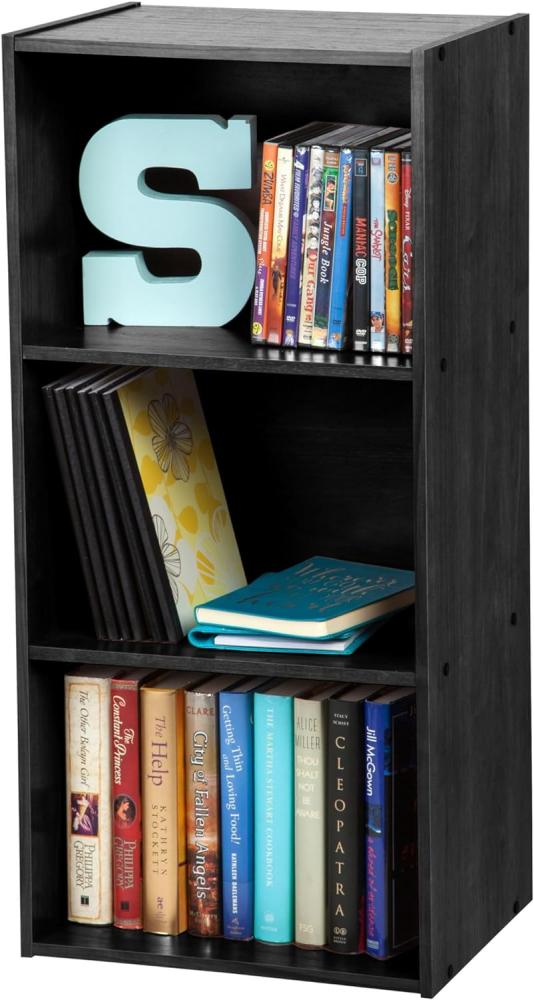 Iris Ohyama, Aufbewahrungsmöbel, Bücherregal, 3 feste Regale, Design, Multifunktional, Büro, Eingang, Schlafzimmer, Wohnzimmer - Basic Storage Shelf CX-3 - Eiche Schwarz Bild 1