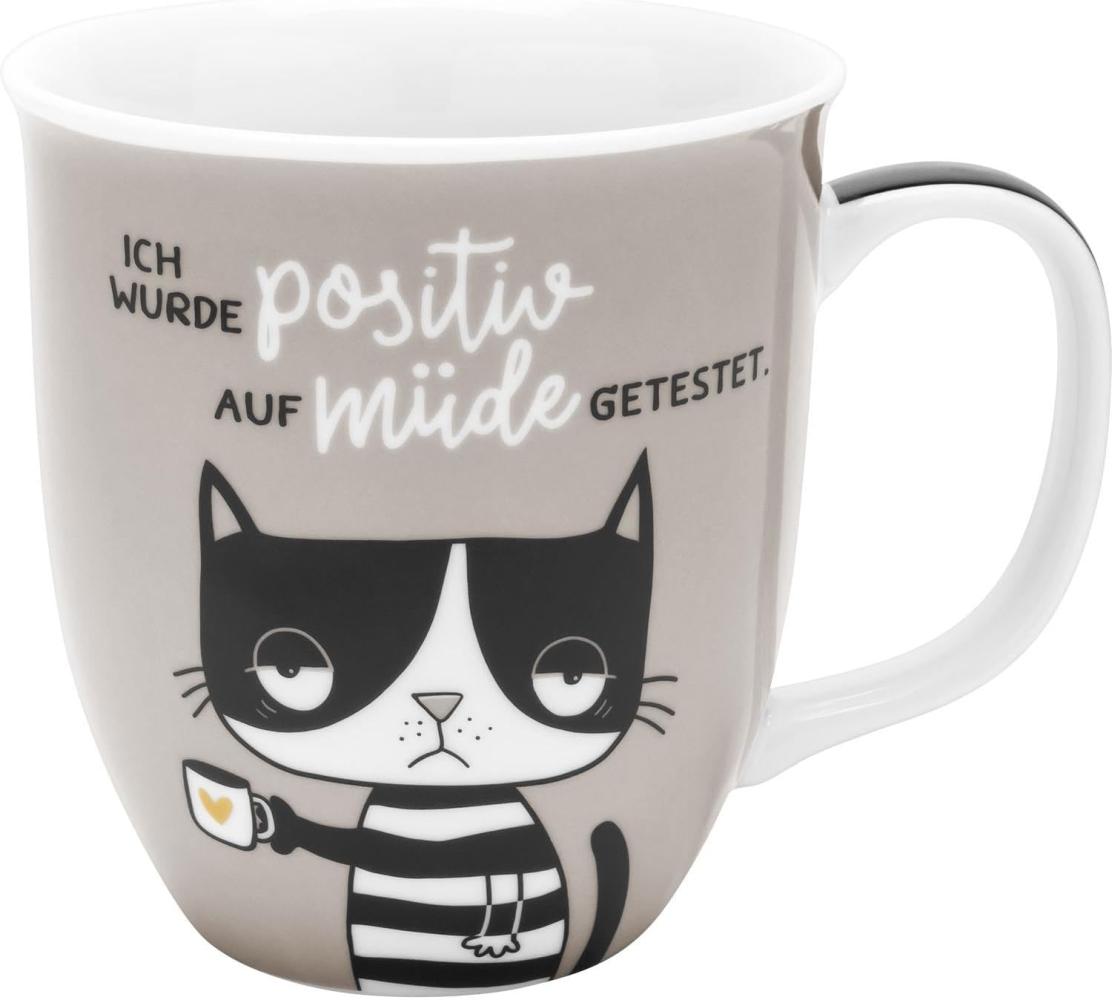 H:) PPY life Tasse mit Motiv "Katze müde" | Kaffeetasse, Porzellan, 40 cl | Tasse mit Spruch, Geschenk | 47925 Bild 1