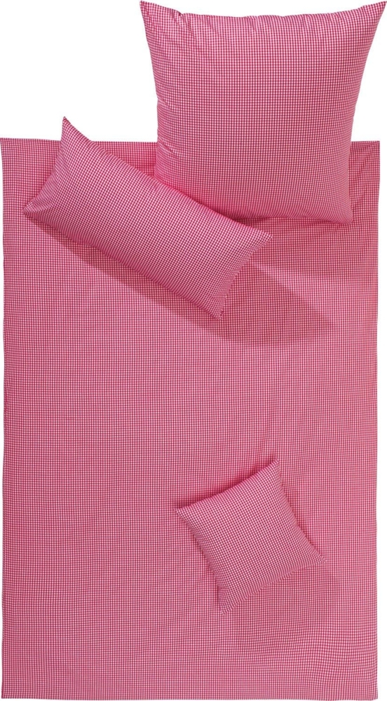 Lorena Feinflanell Bettwäsche Daphne rot|kariert 135x200 cm + 80x80 cm Bild 1