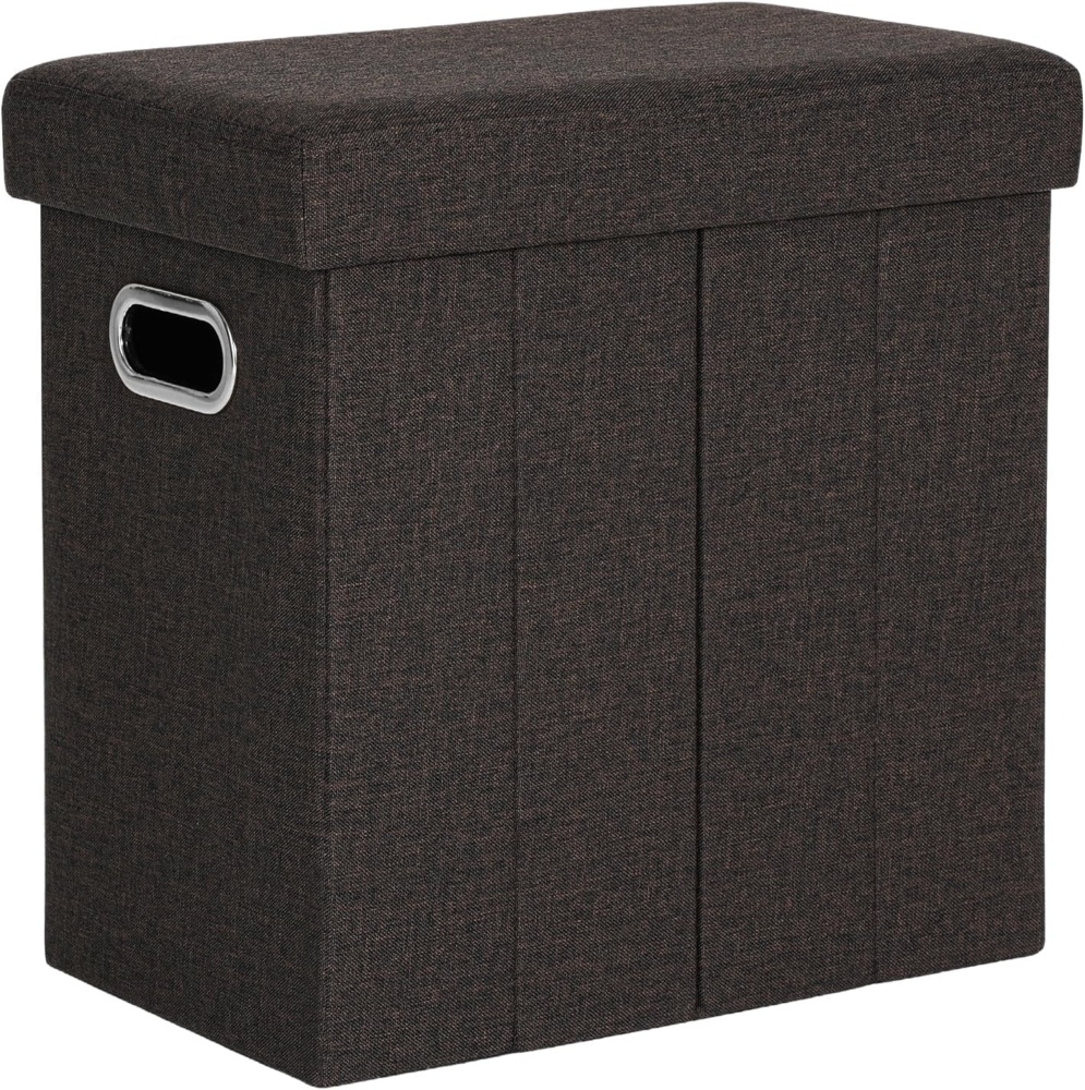 COSYLAND Sitzhocker mit Stauraum - 42 x 27 x 42 cm Hocker mit Stauraum - Kleine Klappbare Sitzbank - Fußbank & Aufbewahrungsbox bis 200 kg - für Wohnzimmer, Schokolade Bild 1